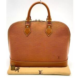 Louis Vuitton Epi Alma Brown Zipangu Gold Handbag W/ Padlock, Keys & Dustbag Y2K